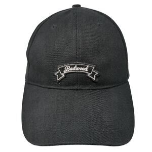 Badwood Strapback Baseball Cap Black One Size Adjustable Embroidered Tan